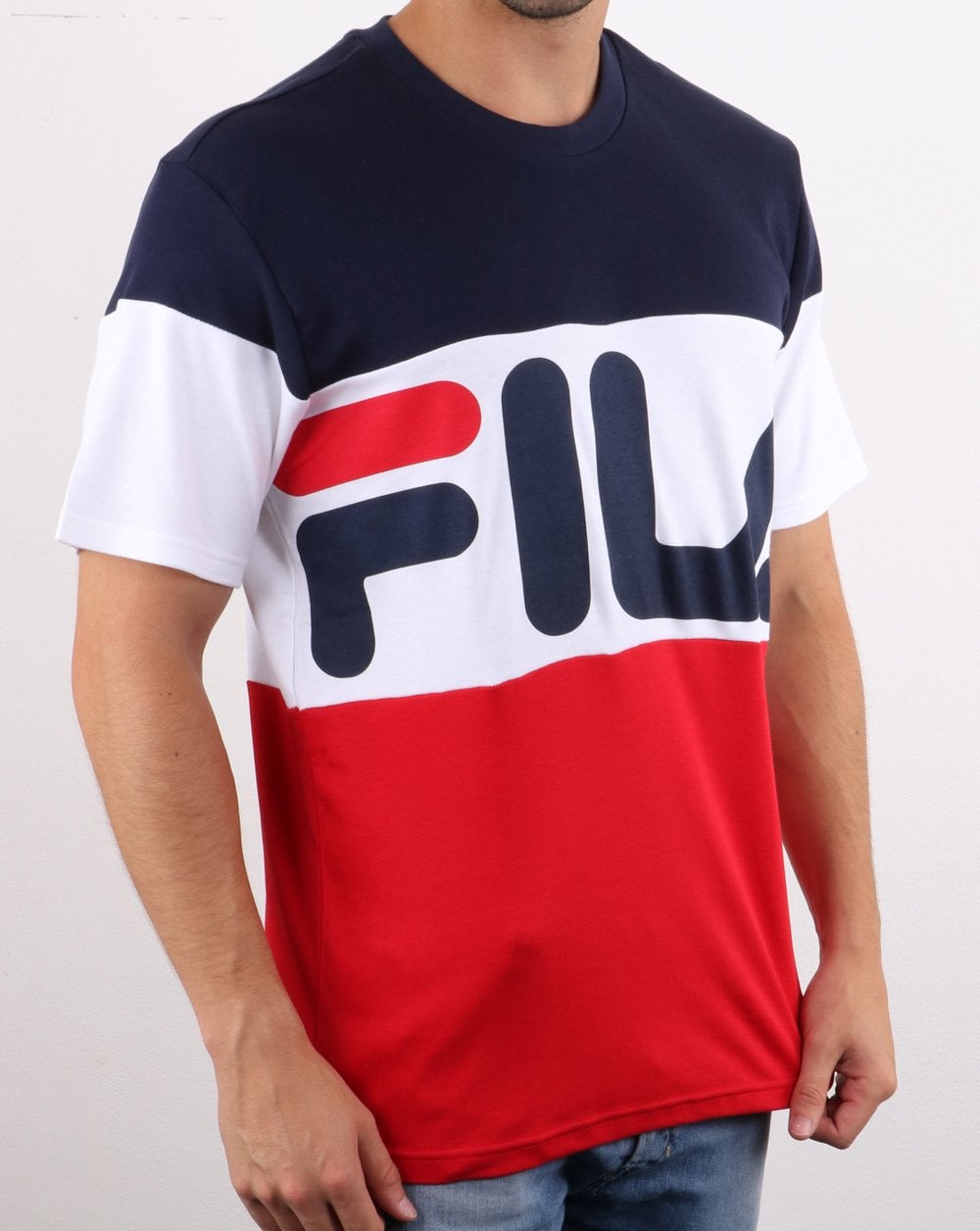 Fila Vintage Vialli T-Shirt Marineblau/Rot/Weiß