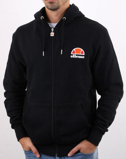 Ellesse – Kapuzenjacke mit durchgehendem Reißverschluss in Schwarz
