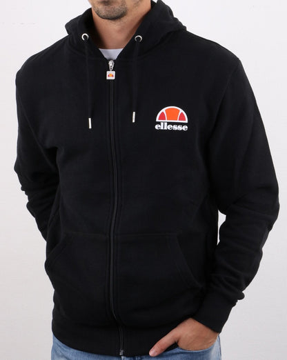 Ellesse – Kapuzenjacke mit durchgehendem Reißverschluss in Schwarz