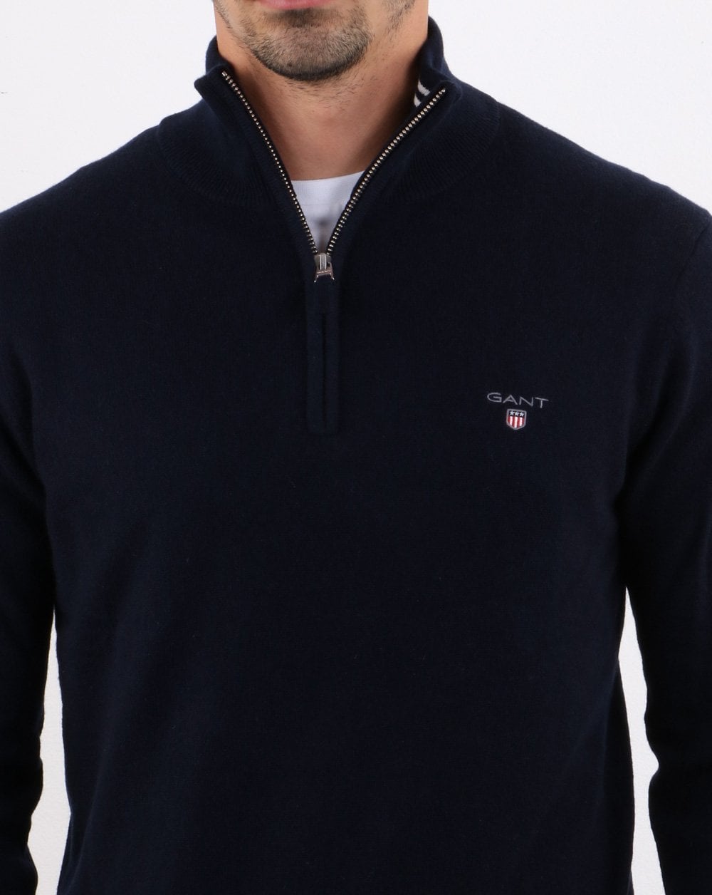 Gant Lammwolle Half Zip Marine