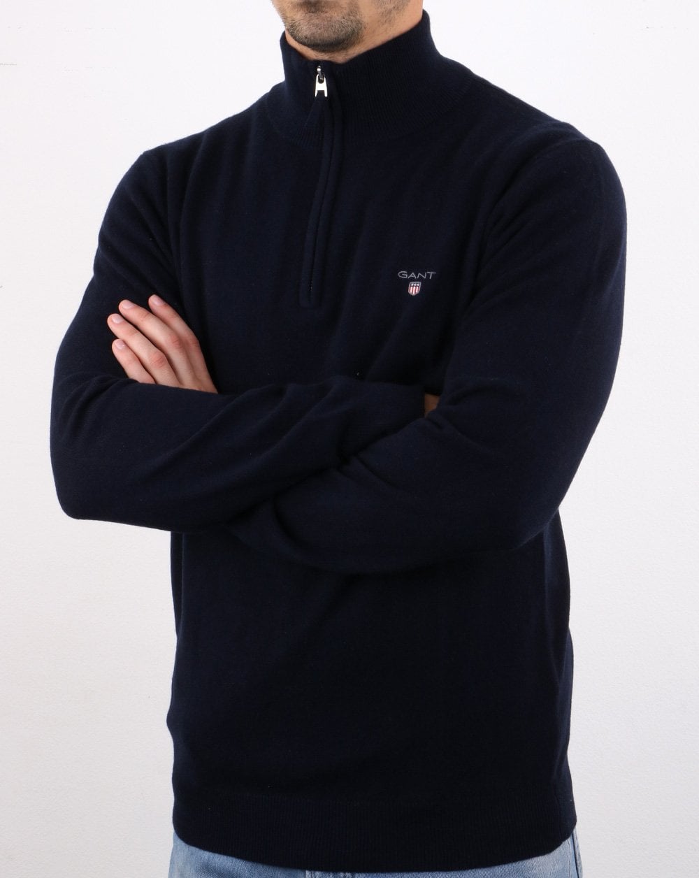 Gant Lammwolle Half Zip Marine