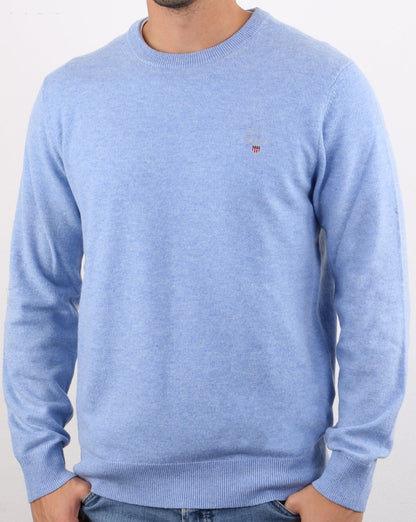 Gant Lammwollpullover mit Rundhalsausschnitt, Seeblau