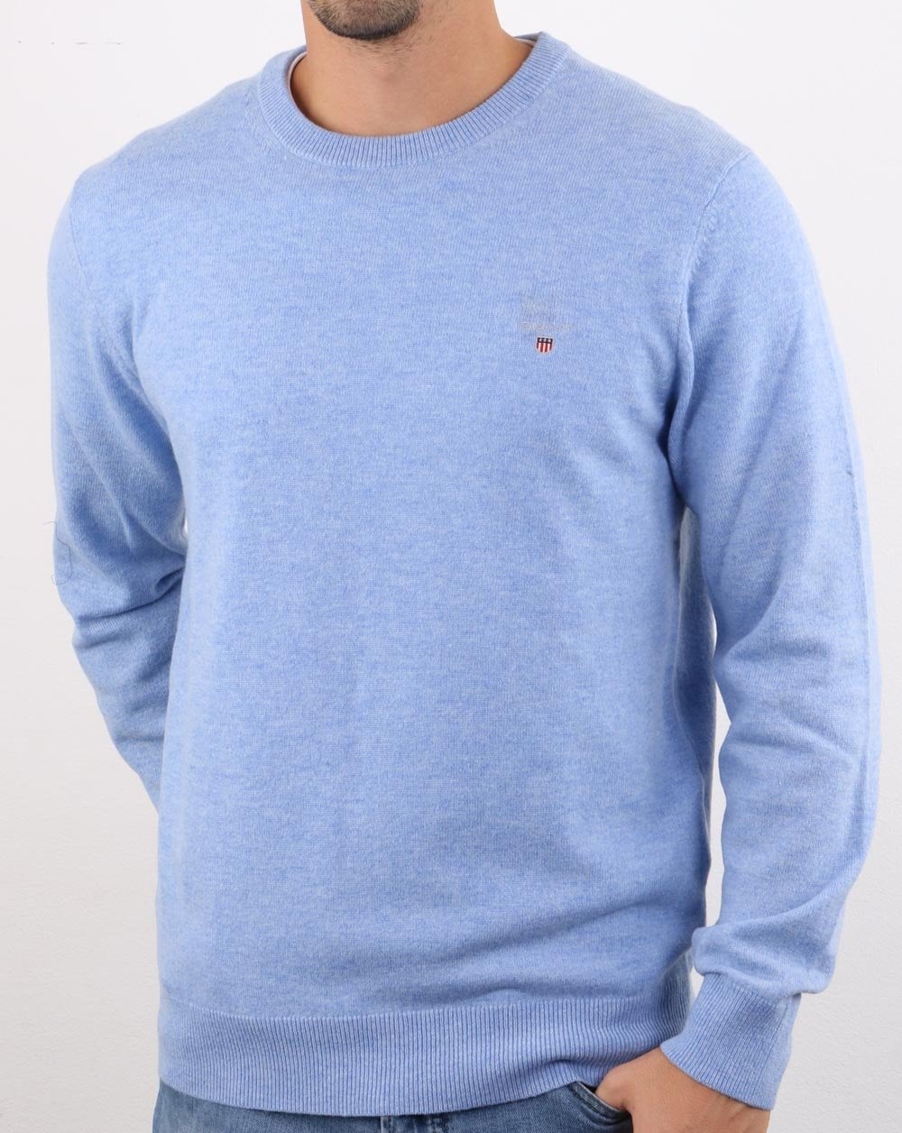 Gant Lammwollpullover mit Rundhalsausschnitt, Seeblau