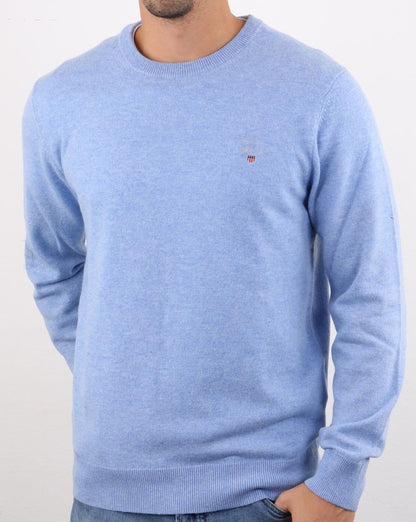 Gant Lammwollpullover mit Rundhalsausschnitt, Seeblau