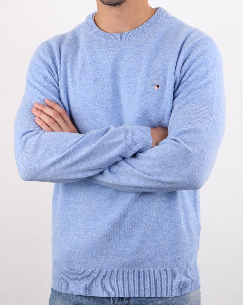 Gant Lammwollpullover mit Rundhalsausschnitt, Seeblau