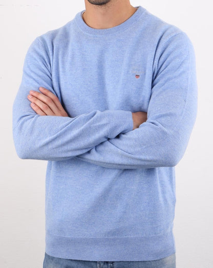 Gant Lammwollpullover mit Rundhalsausschnitt, Seeblau