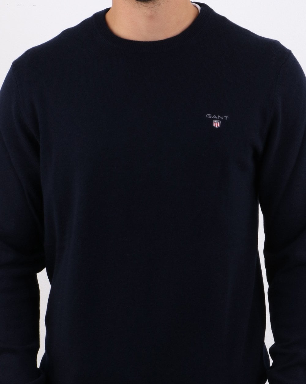 Gant Lambswool Crew Neck Jumper Navy