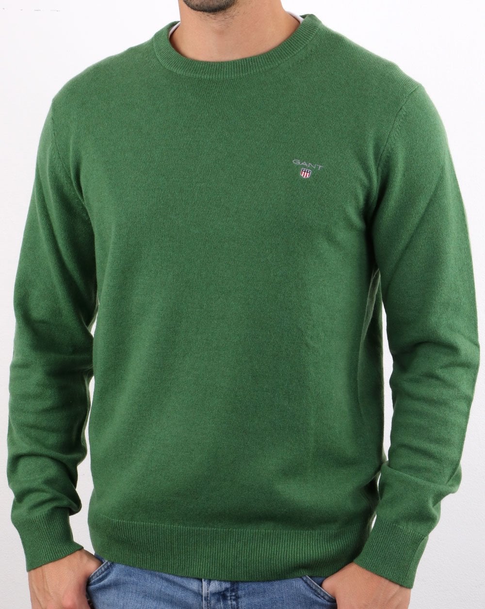 Gant Lammwollpullover mit Rundhalsausschnitt Grün