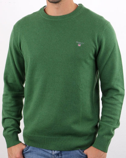 Gant Lammwollpullover mit Rundhalsausschnitt Grün