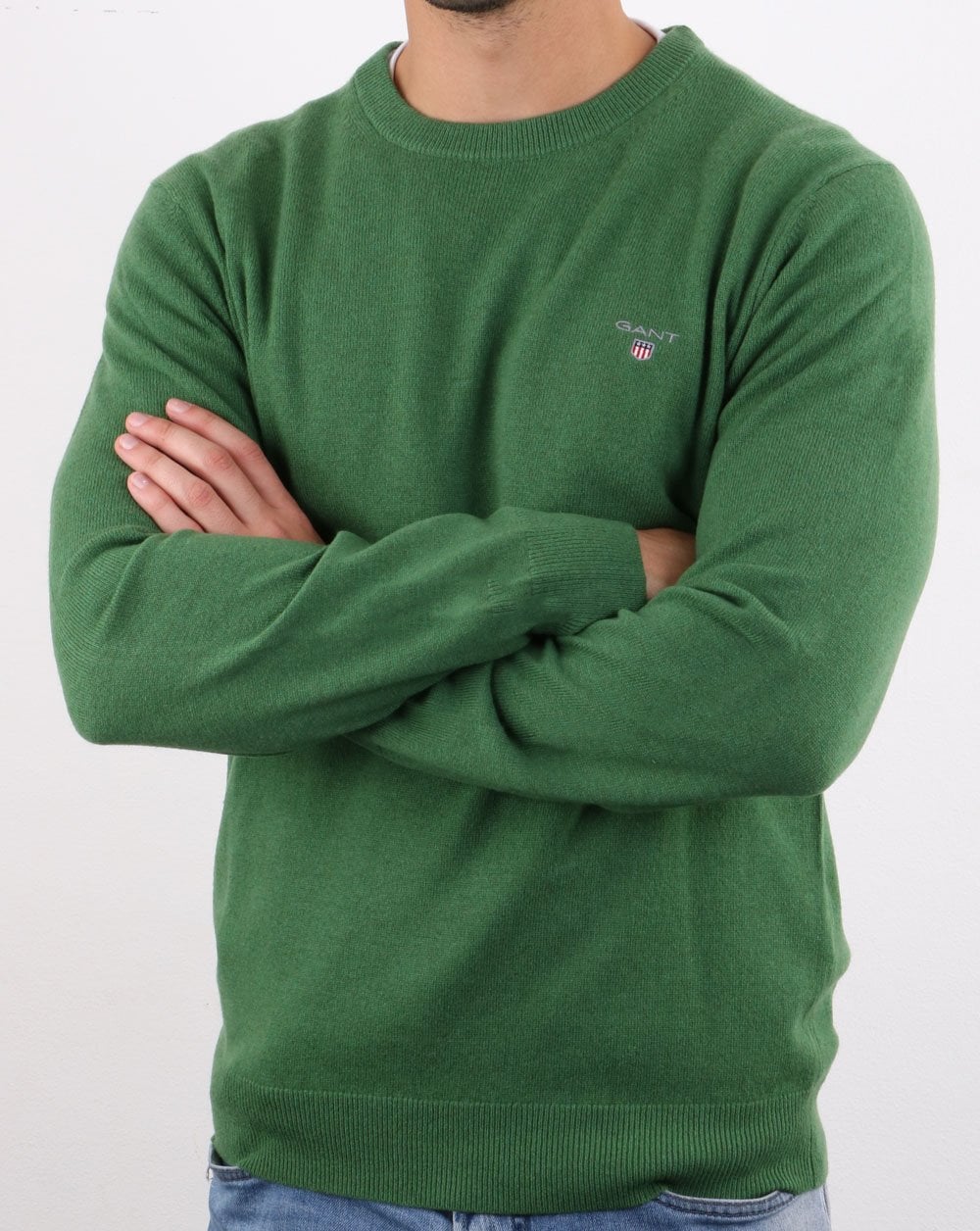 Gant Lammwollpullover mit Rundhalsausschnitt Grün