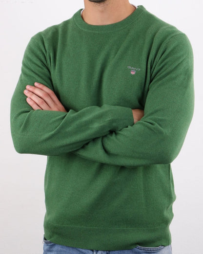 Gant Lammwollpullover mit Rundhalsausschnitt Grün