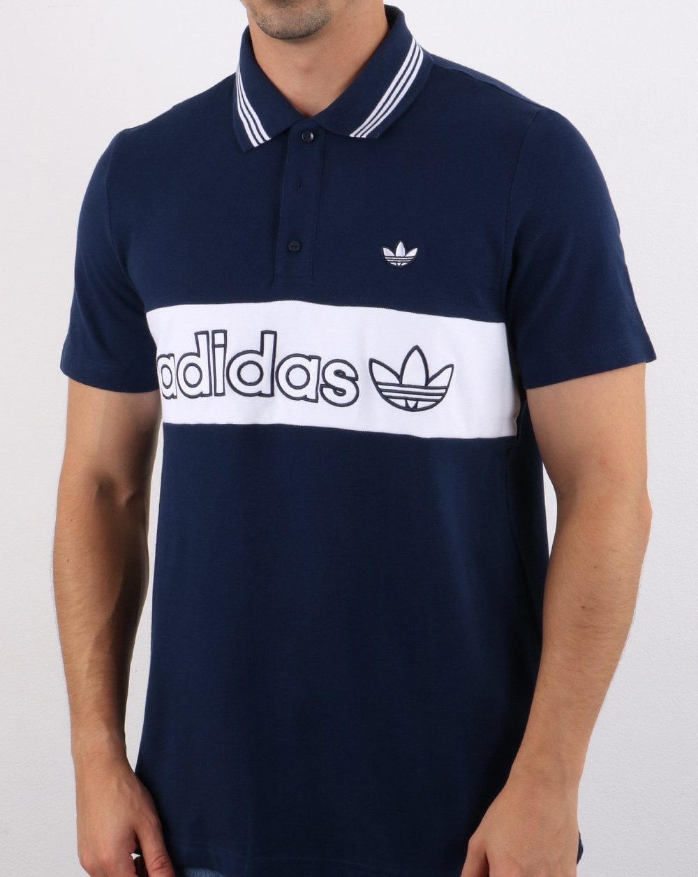 Adidas Originals – Gestreiftes Poloshirt in Marineblau