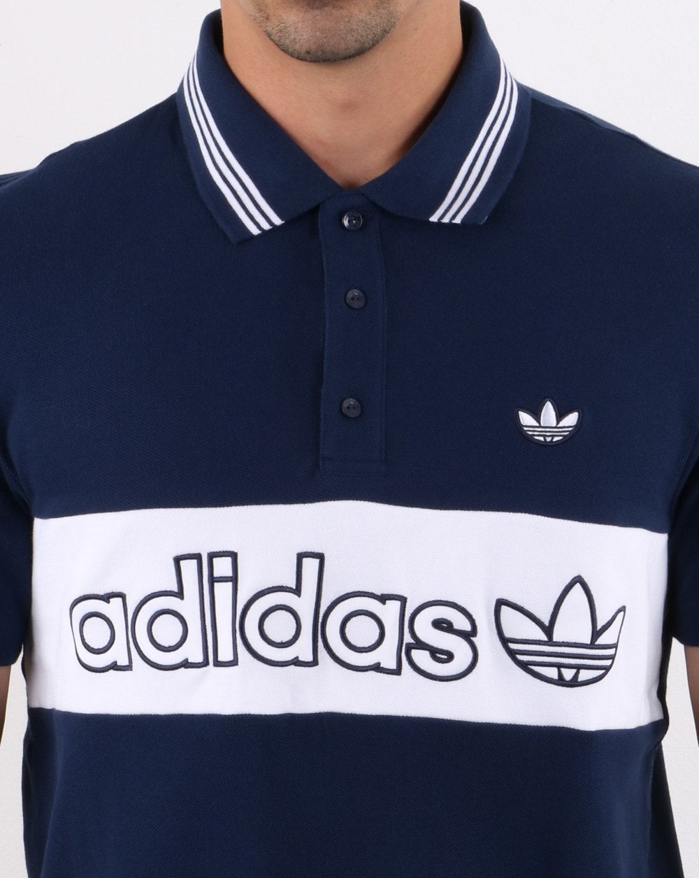 Adidas Originals – Gestreiftes Poloshirt in Marineblau