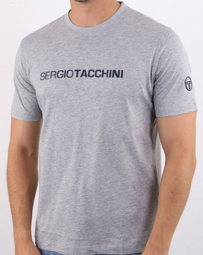 Sergio Tacchini Linear Logo T-Shirt Graumeliert/Marineblau