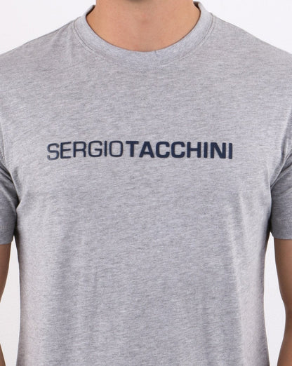 Sergio Tacchini Linear Logo T-Shirt Graumeliert/Marineblau