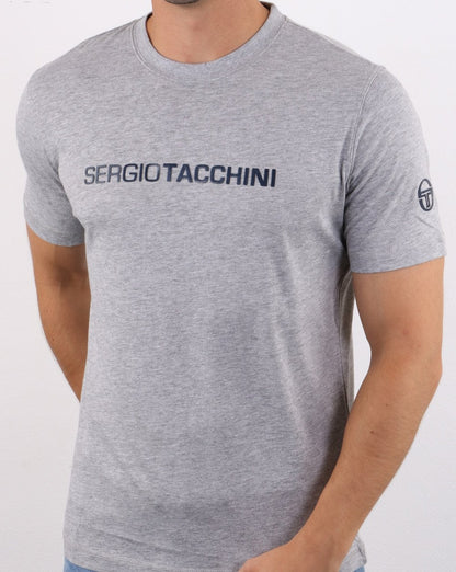 Sergio Tacchini Linear Logo T-Shirt Graumeliert/Marineblau