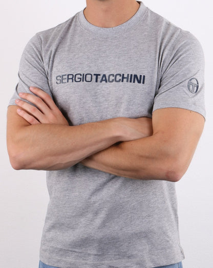 Sergio Tacchini Linear Logo T-Shirt Graumeliert/Marineblau