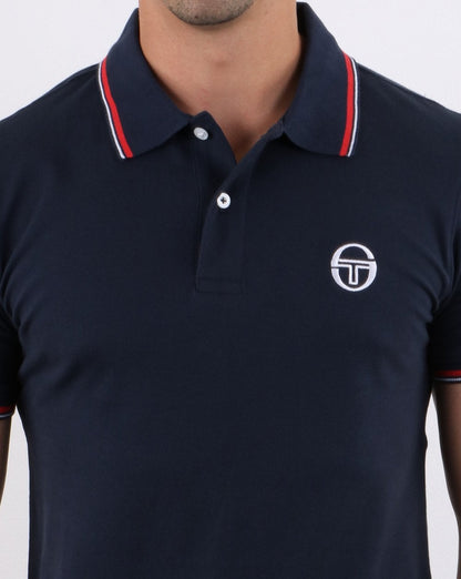 Sergio Tacchini Poloshirt mit Streifen, Marineblau/Weiß