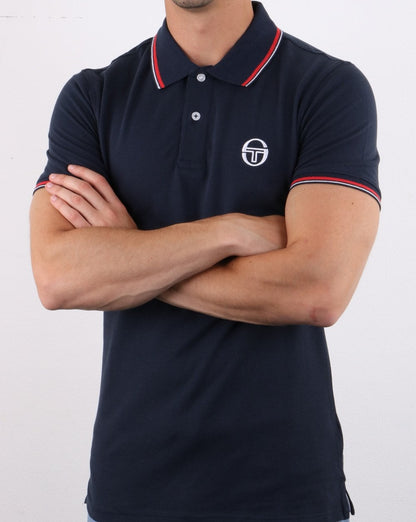 Sergio Tacchini Poloshirt mit Streifen, Marineblau/Weiß
