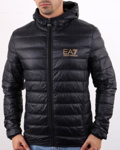 Emporio Armani EA7 Daunenjacke mit Kapuze Schwarz/Gold