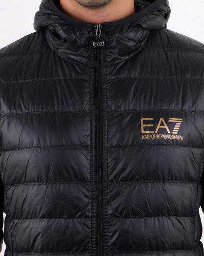 Emporio Armani EA7 Daunenjacke mit Kapuze Schwarz/Gold