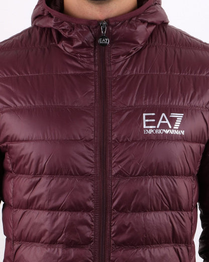 Emporio Armani EA7 Daunenjacke mit Kapuze Burgunderrot