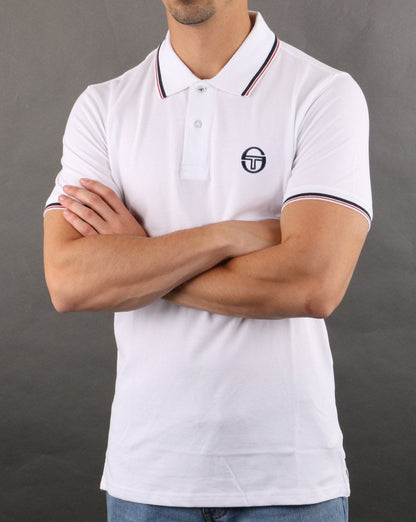 Sergio Tacchini Poloshirt mit Streifen, Weiß/Marineblau