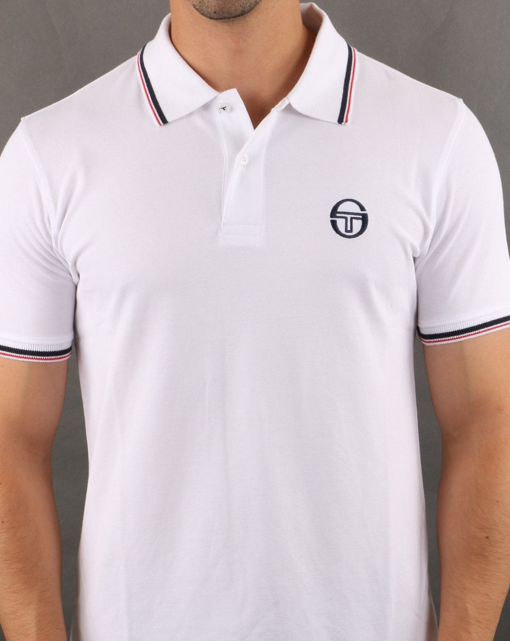 Sergio Tacchini Tipped Polo Shirt White/Navy