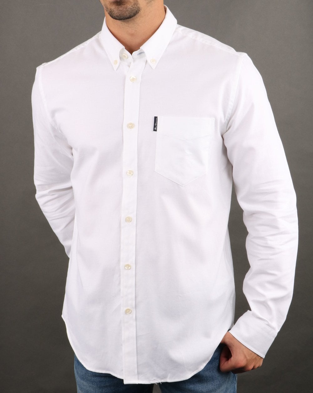Ben Sherman Ls Oxford Hemd Weiß