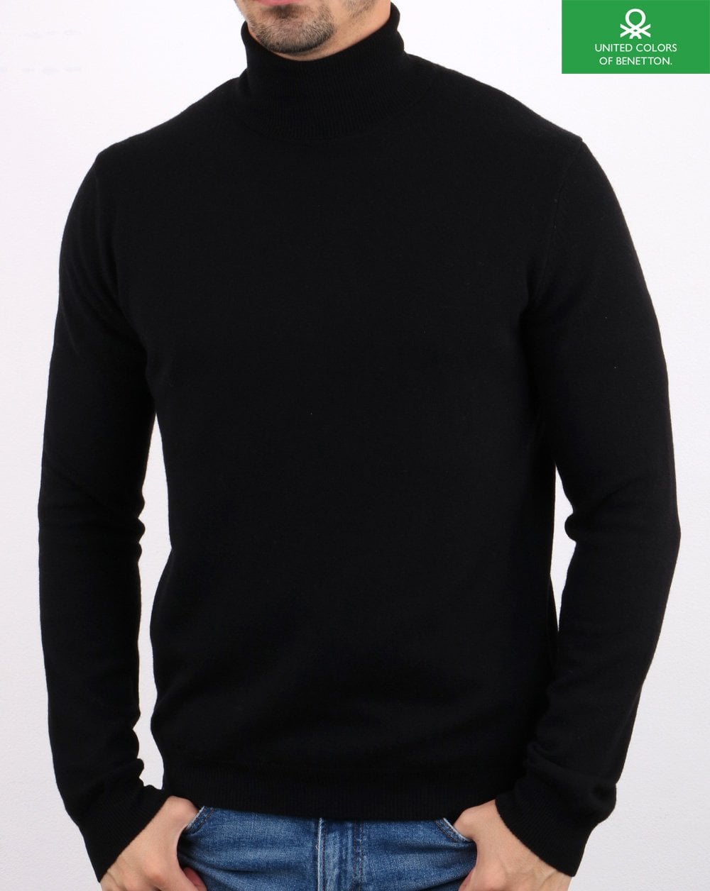 Benetton Rollkragenpullover Schwarz
