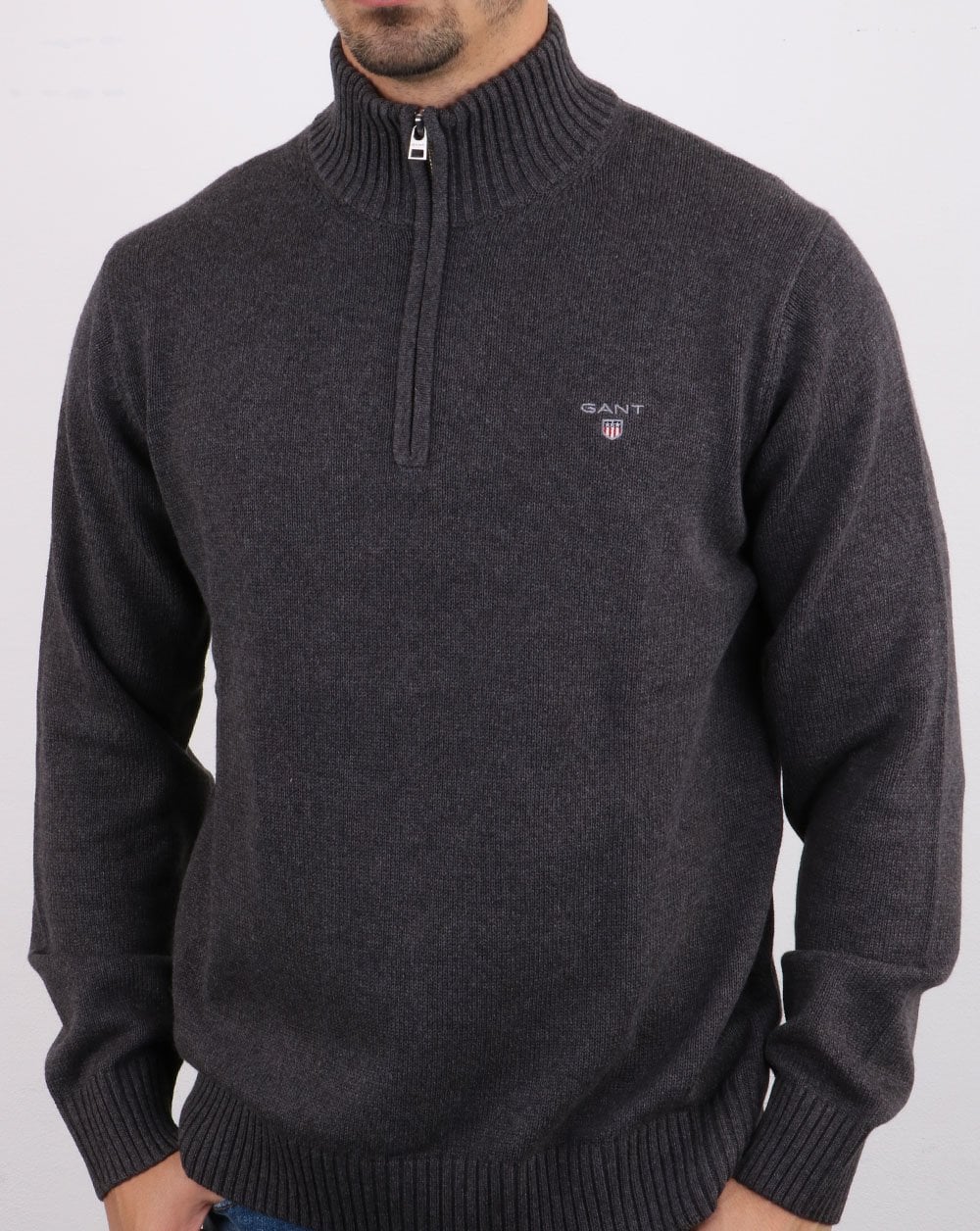 Gant Cotton Half Zip Grau