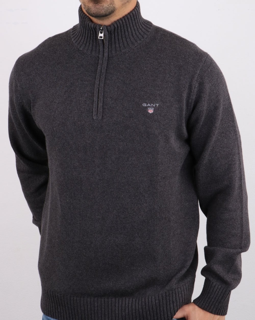 Gant Cotton Half Zip Grau