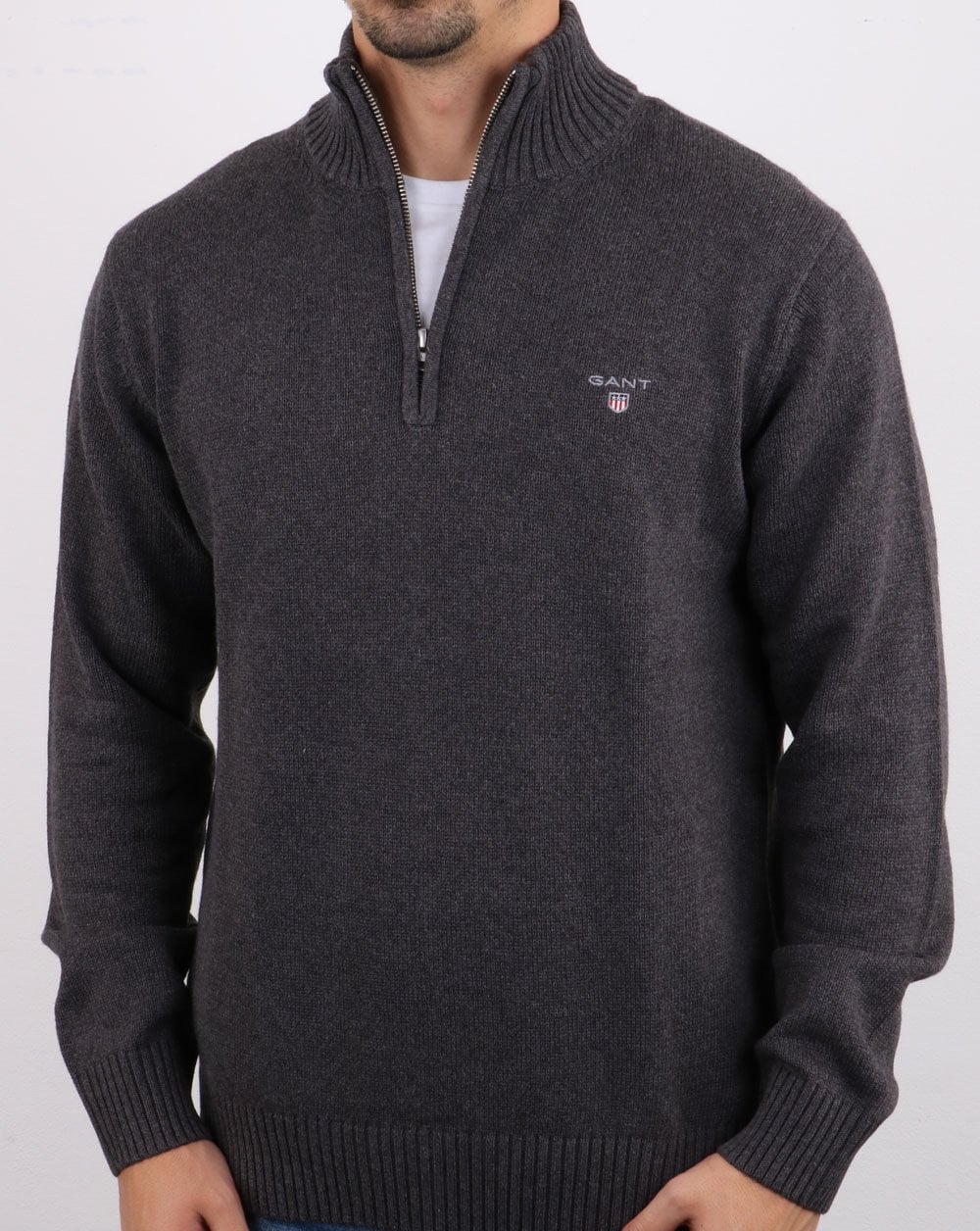 Gant Cotton Half Zip Grau