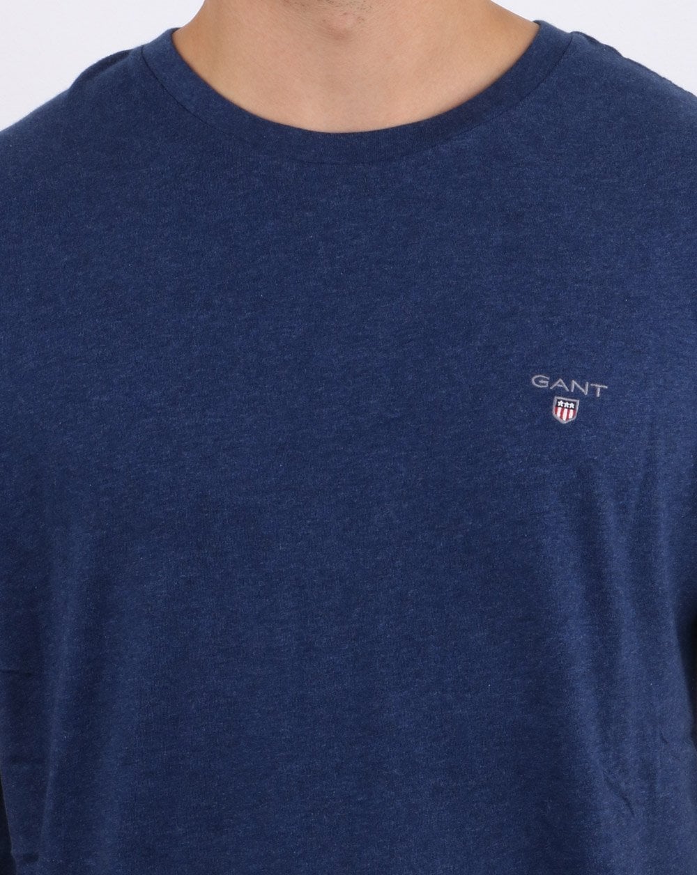 Gant Solid Crew Neck T Shirt Blue Melange