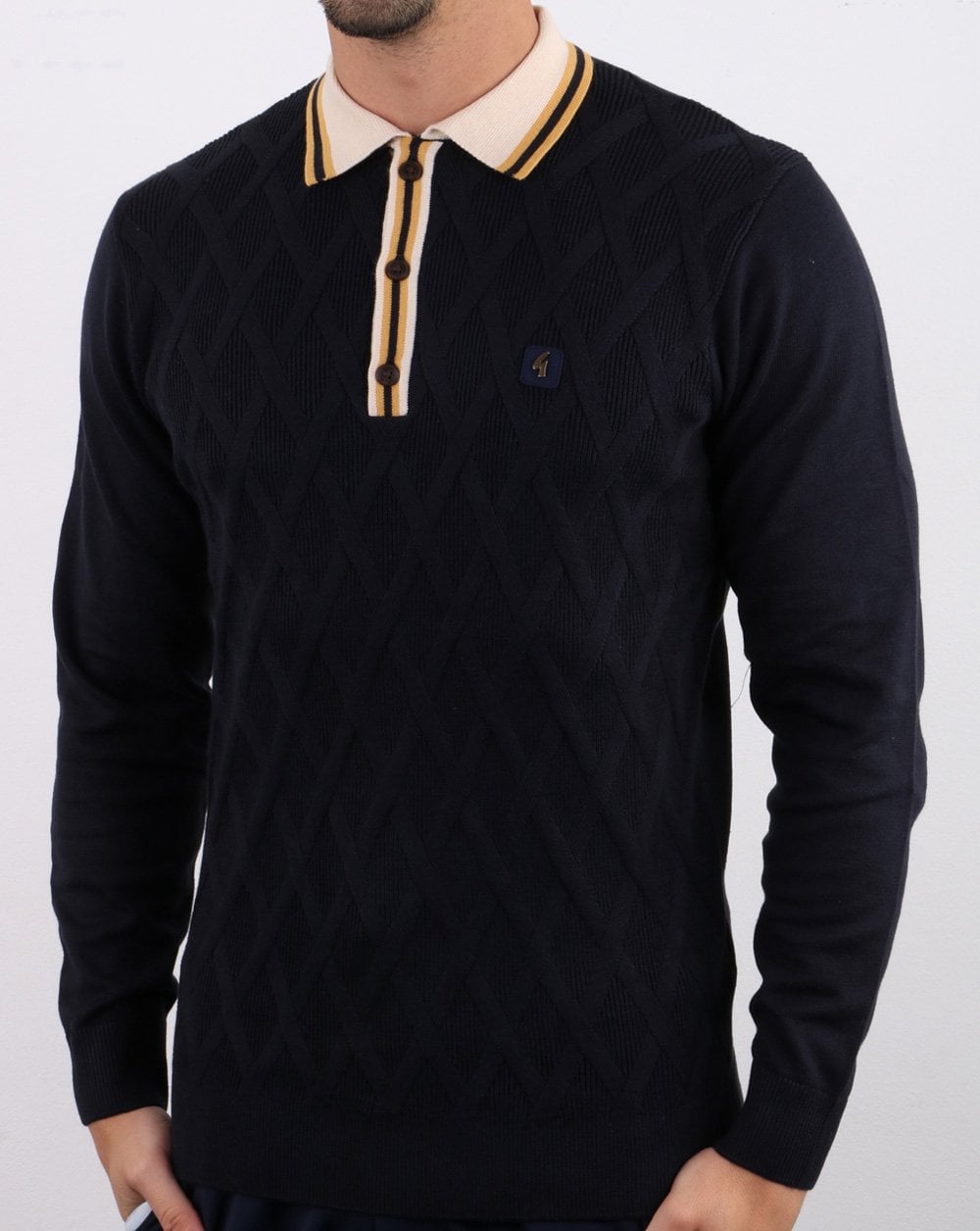 Gabicci Vintage Bretton knitted Polo Navy