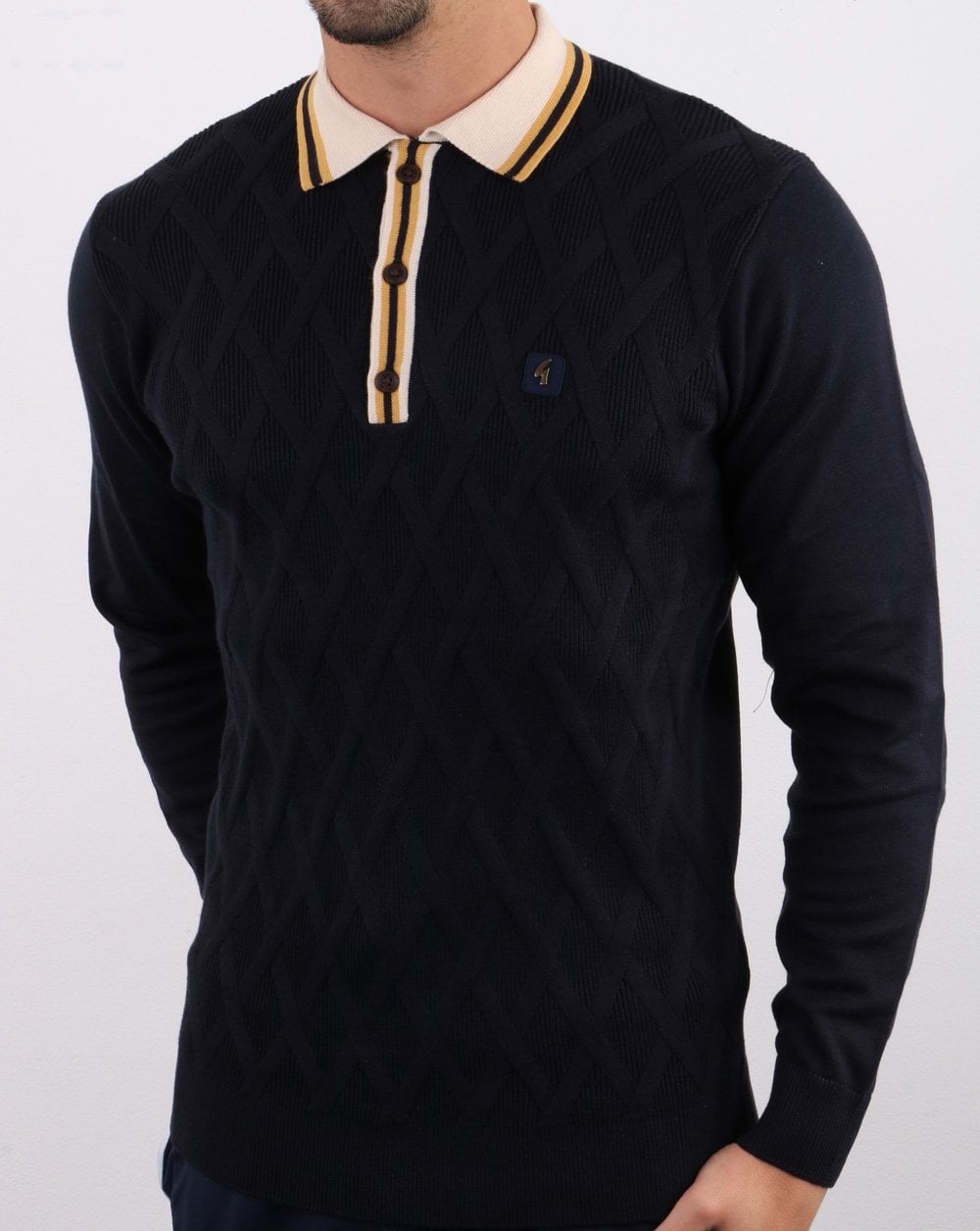 Gabicci Vintage Bretton knitted Polo Navy