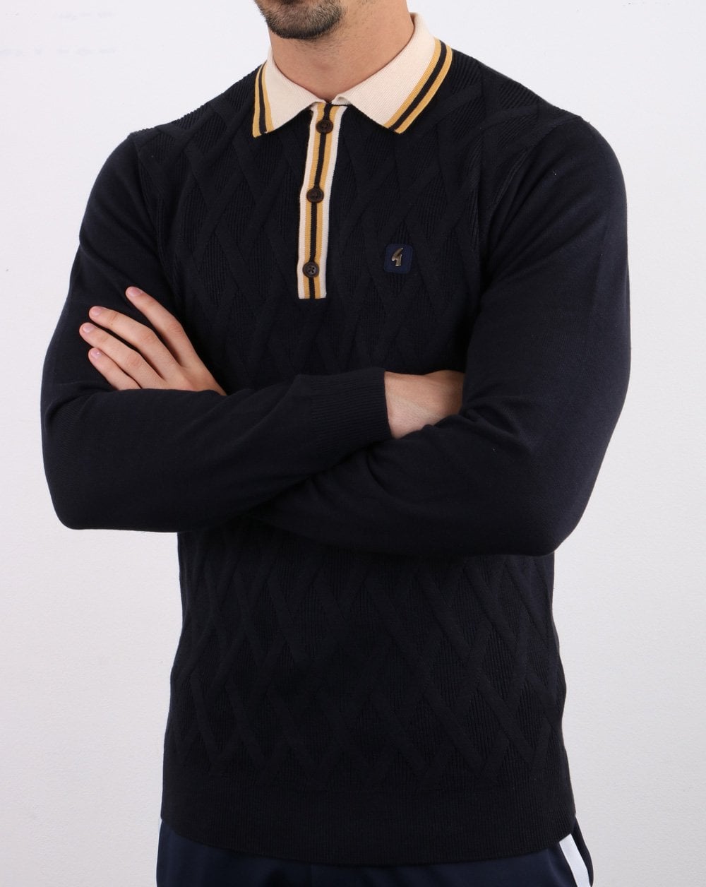 Gabicci Vintage Bretton knitted Polo Navy