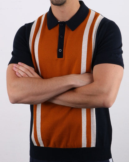 Ben Sherman – Mod Stripe – Strick-Poloshirt in Dunkelmarineblau