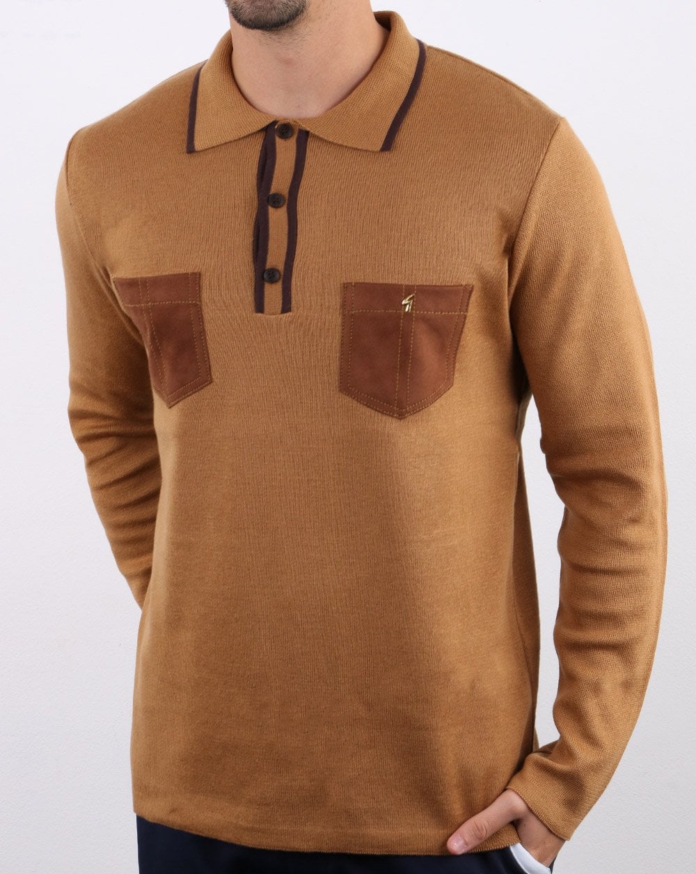 Gabicci Vintage Hatchet Poloshirt Toffee
