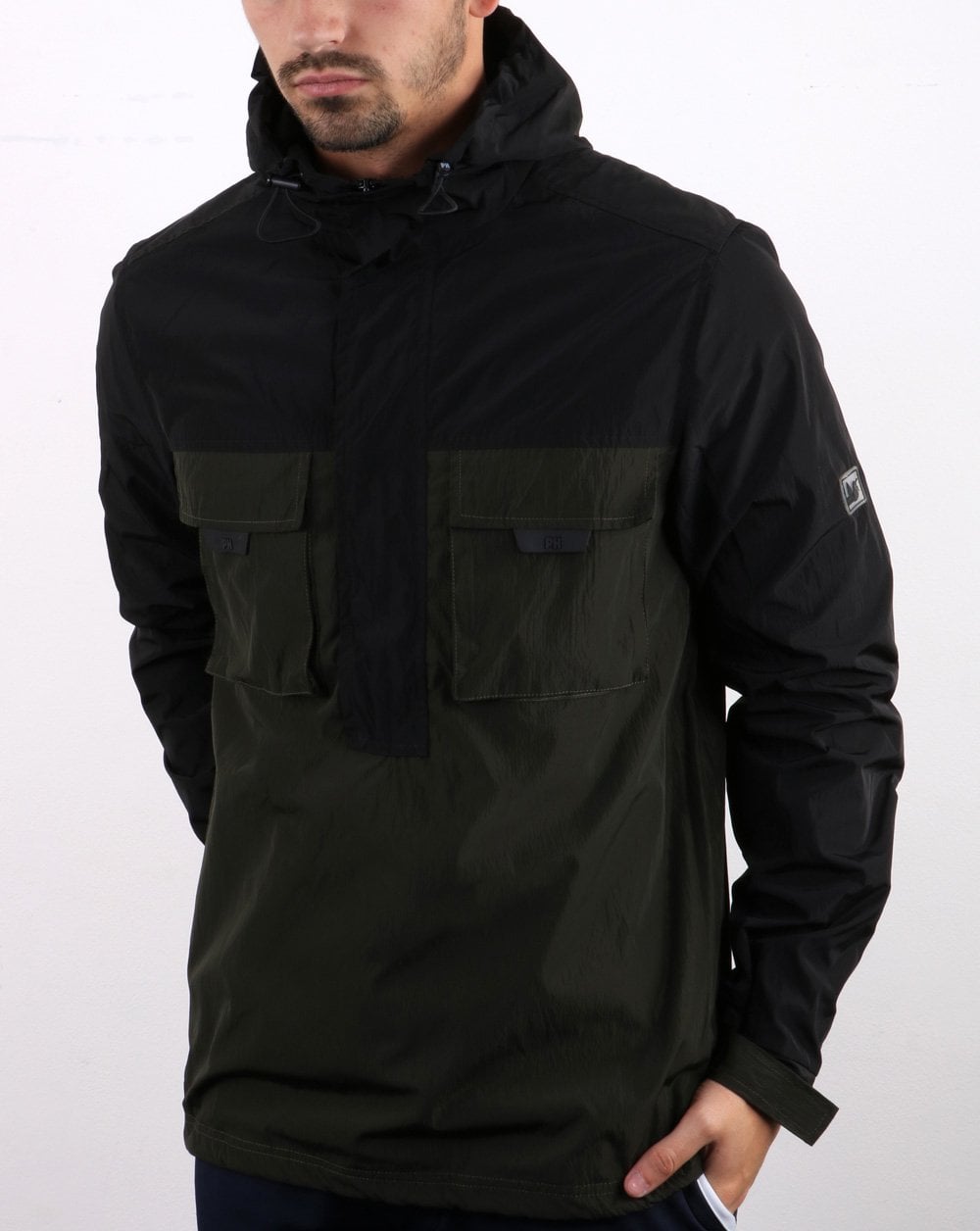 Peaceful Hooligan Jackson Überkopfjacke Schwarz/Dunkelgrün