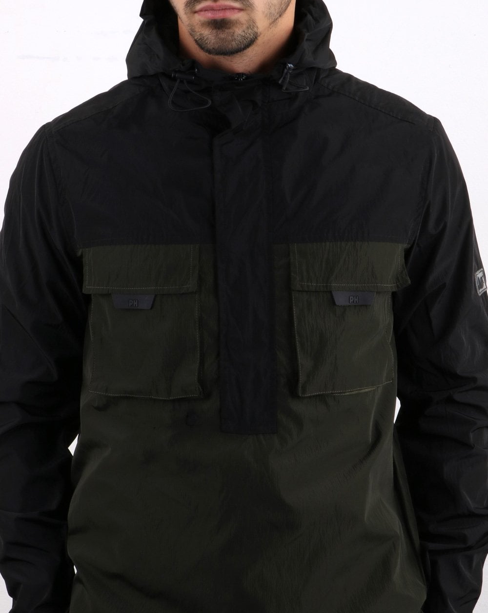 Peaceful Hooligan Jackson Überkopfjacke Schwarz/Dunkelgrün