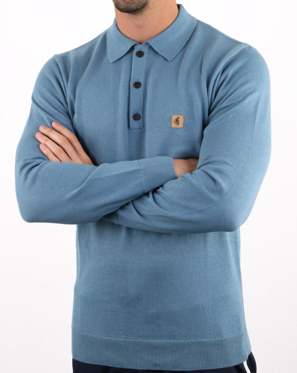Gabicci Vintage Francesco Gestricktes Poloshirt Cadet