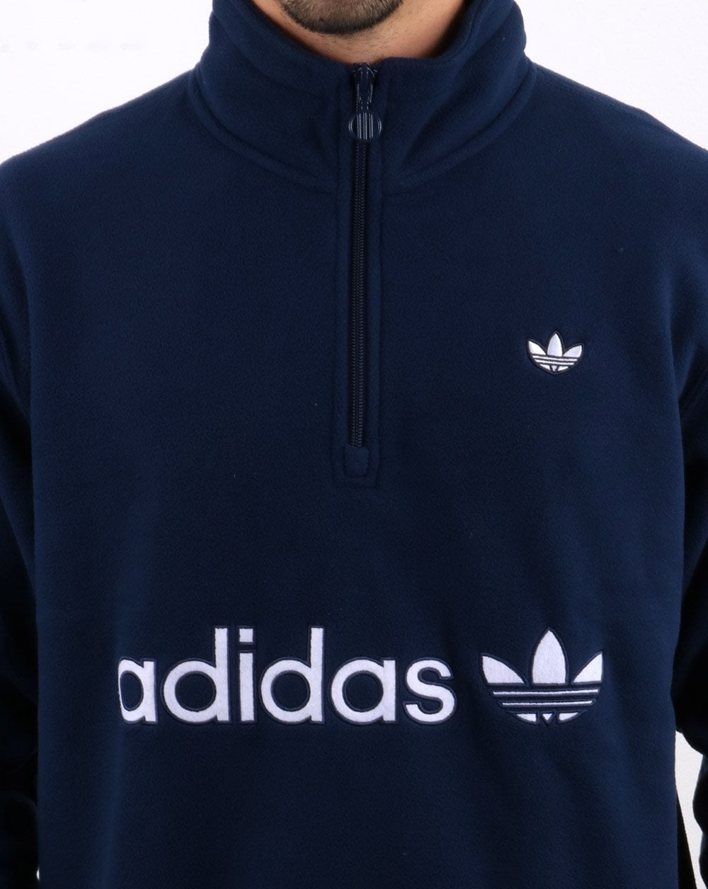 Adidas Originals Polarfleece mit halbem Reißverschluss, Marineblau.