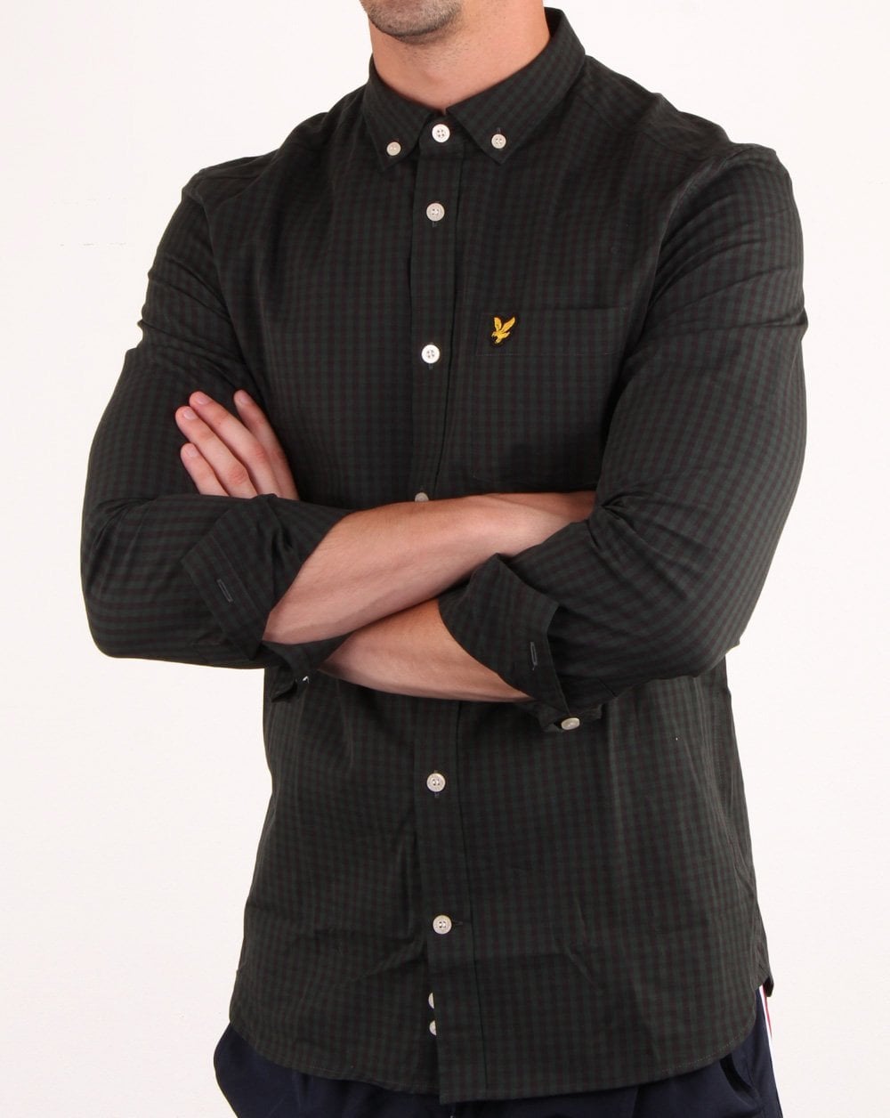 Lyle And Scott Gingham Check Shirt Black/Green
