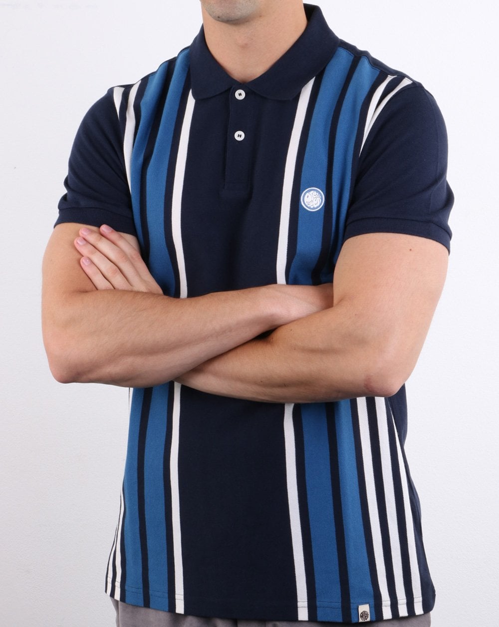 Pretty Green Poloshirt mit Kontrasteinsatz, Marineblau
