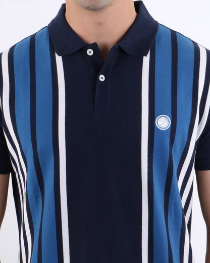 Pretty Green Poloshirt mit Kontrasteinsatz, Marineblau