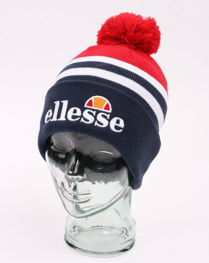 Ellesse – Meddon – Bommelmütze in Rot und Marineblau