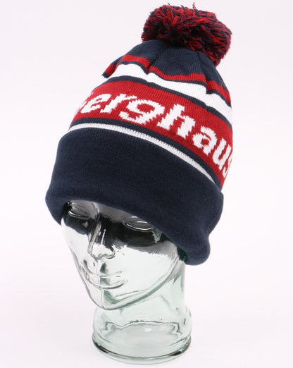 Berghaus Logo Bommelmütze Marineblau, Rot und Weiß