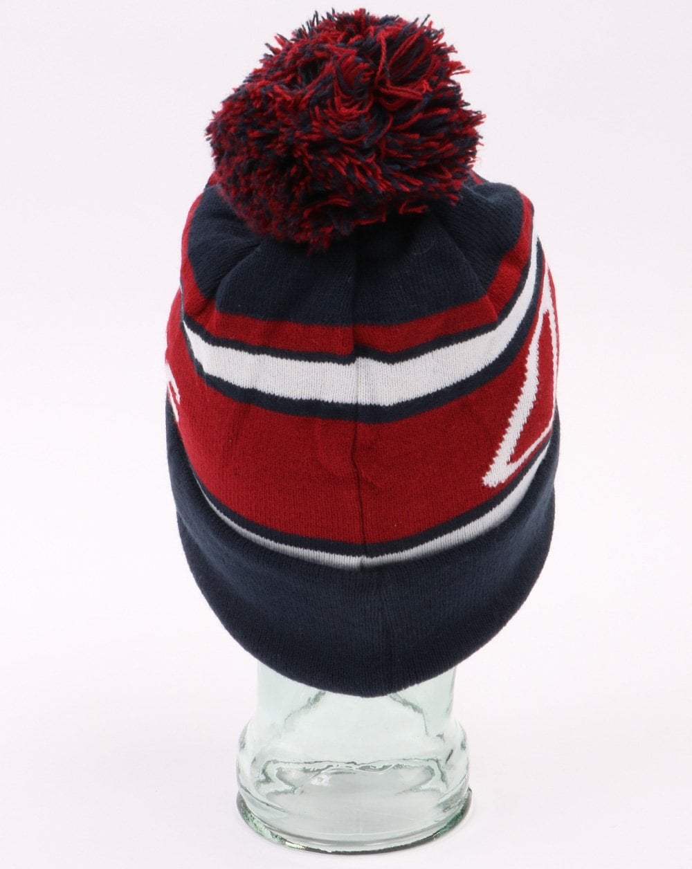 Berghaus Logo Bommelmütze Marineblau, Rot und Weiß