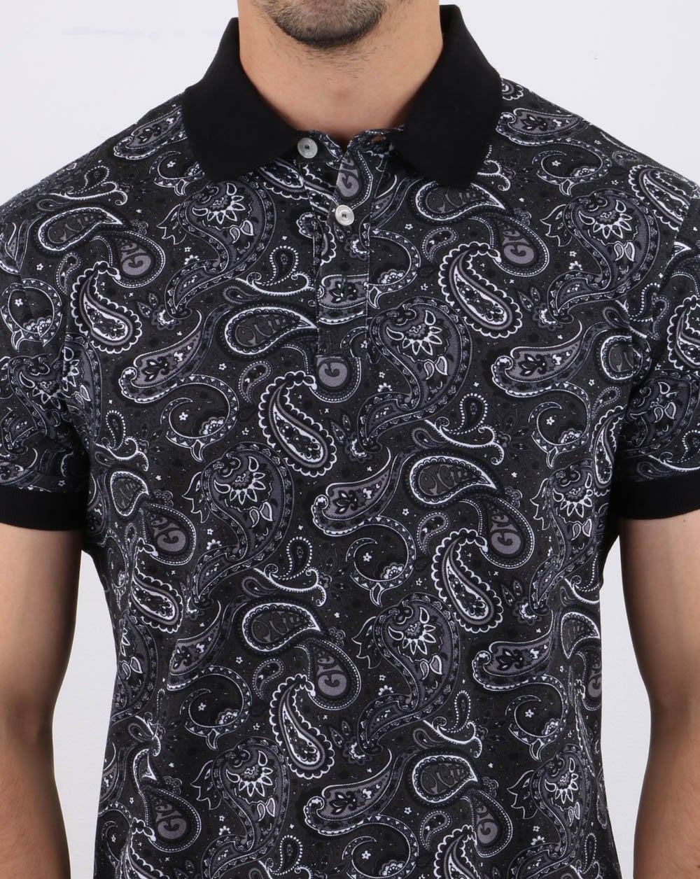 Pretty Green Westbrook Paisley Polo Shirt Black